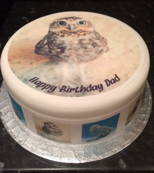 Owl 04 Edible Icing Cake Topper or Ribbon