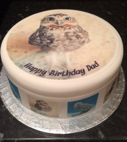 Owl 02 Edible Icing Cake Topper or Ribbon