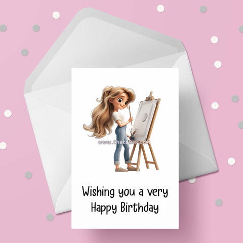 Painting 02 Birthday Card - Female Artist