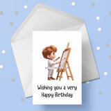 Painting 03 Birthday Card - Boy Artist