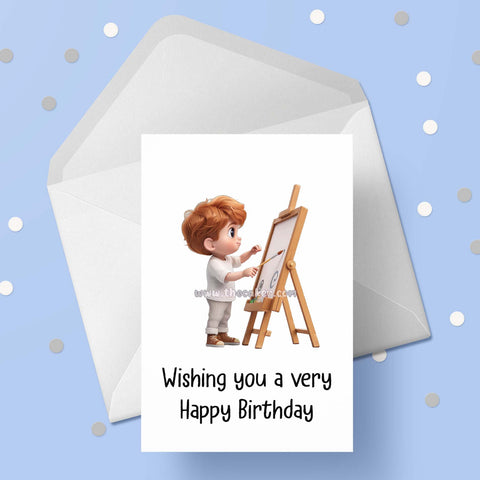 Painting 03 Birthday Card - Boy Artist