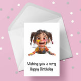 Painting 05 Birthday Card - Funny girl covered in paint