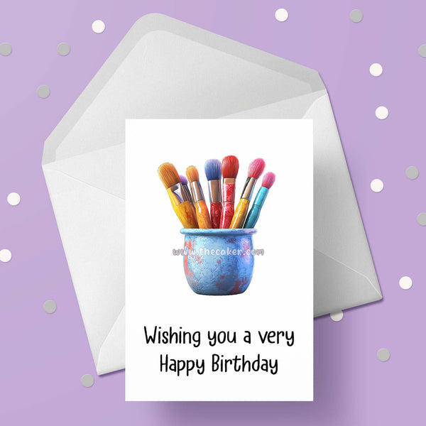Painting 07 Birthday Card - Paint Brushes