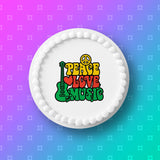 Peace Love Music Edible Icing Cake Topper or Ribbon