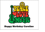 Peace Love Music Edible Icing Cake Topper or Ribbon