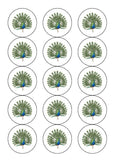 Peacock 01 Edible Icing Cake Topper or Ribbon