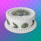 Peacock 01 Edible Icing Cake Topper or Ribbon