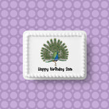 Peacock 01 Edible Icing Cake Topper or Ribbon