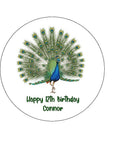 Peacock 01 Edible Icing Cake Topper or Ribbon