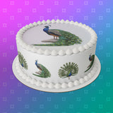 Peacock 02 Edible Icing Cake Topper or Ribbon