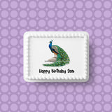 Peacock 02 Edible Icing Cake Topper or Ribbon