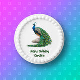 Peacock 02 Edible Icing Cake Topper or Ribbon