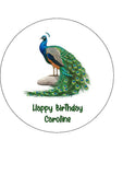Peacock 02 Edible Icing Cake Topper or Ribbon