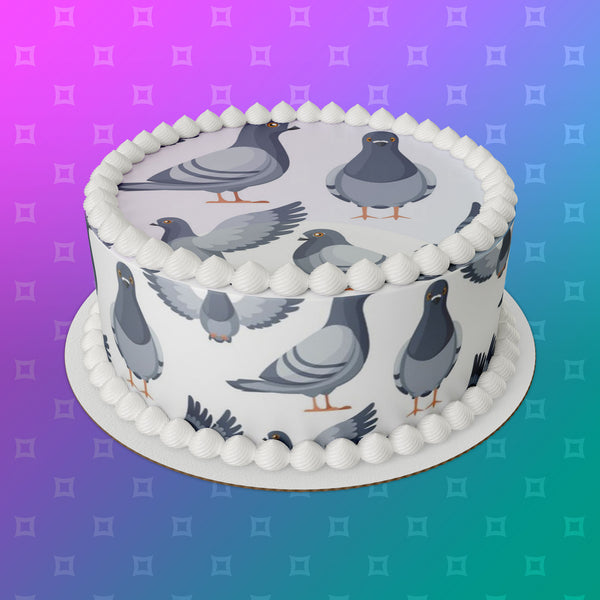 Pigeon 02 Edible Icing Cake Topper or Ribbon