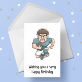 Rugby Player Edible Icing Cake Topper (Blue)