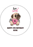 Pug 04 Edible Icing Cake Topper or Ribbon