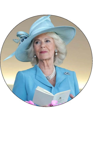 Queen Camilla Edible Icing Cake Topper or Ribbon
