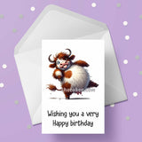 Funny Highland Cow 01 Birthday Card