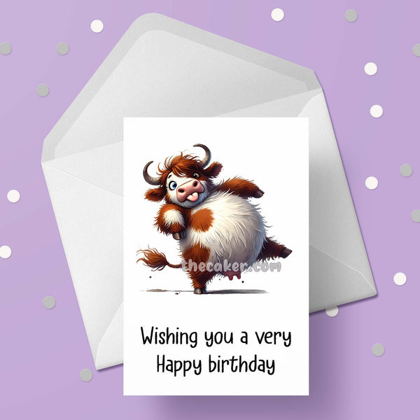 Funny Highland Cow 01 Birthday Card