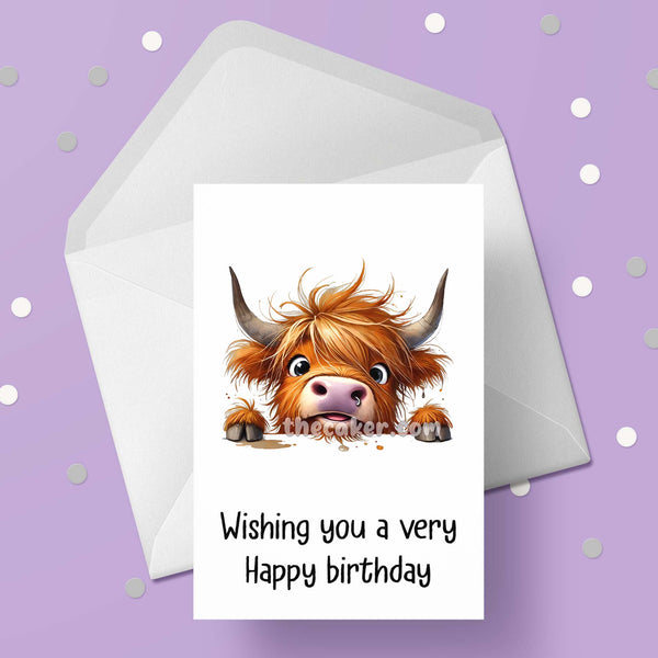 Funny Highland Cow 05 Birthday Card
