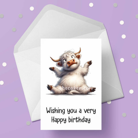 Funny Highland Cow 06 Birthday Card