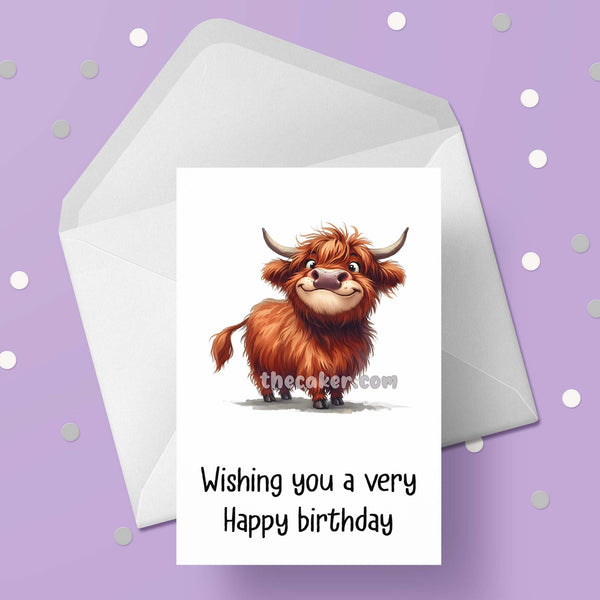 Funny Highland Cow 03 Birthday Card