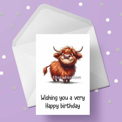 Funny Highland Cow 03 Birthday Card