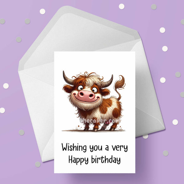 Funny Highland Cow 04 Birthday Card