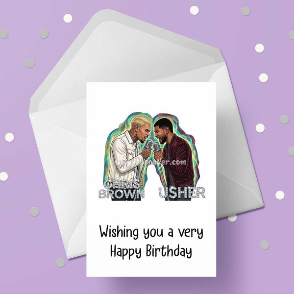 R n B Tour 03 Birthday Card - Chris Brown and Usher