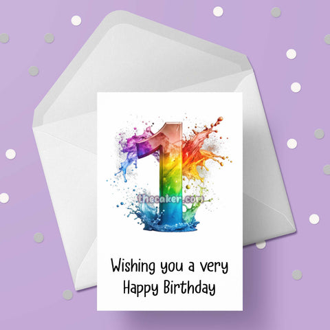 01 1st Birthday 06 Birthday Card Rainbow Number