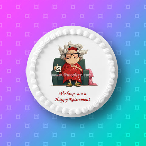 Retirement 03 Edible Icing Cake Topper or Ribbon