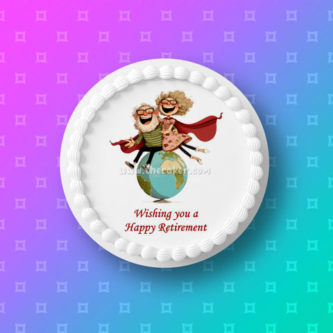 Retirement 14 Edible Icing Cake Topper or Ribbon