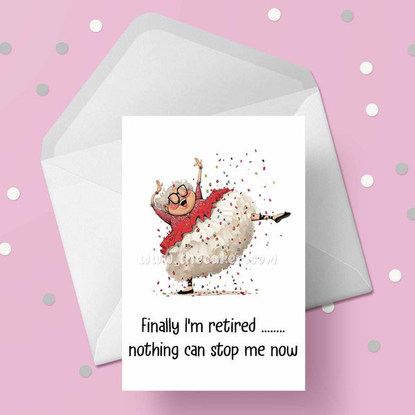 Retirement 07 - Funny lady dancing Retirement Card