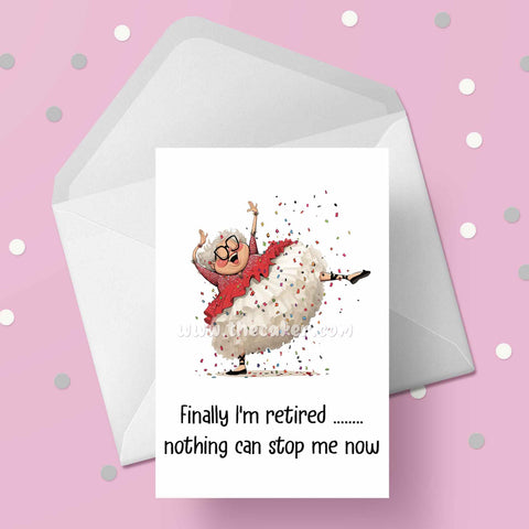 Retirement 07 - Funny lady dancing Retirement Card