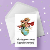 Retirement 14 - Funny couple on the world Retirement Card