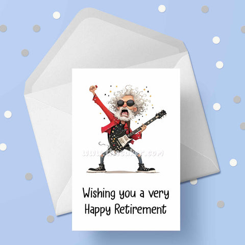 Retirement 19 - OAP Man playing guitar Retirement Card