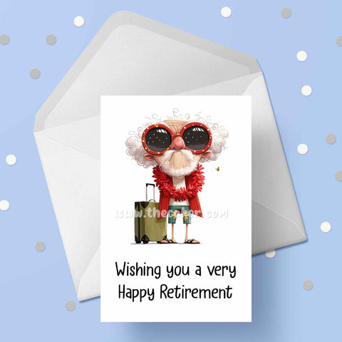 Retirement 21 - Funny OAP Man with sunglasses Retirement Card