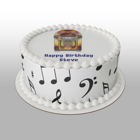 Retrol Jukebox Edible Icing Cake Topper or Ribbon