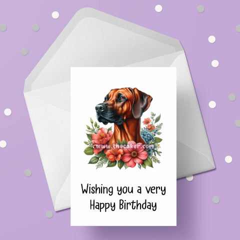 Rhodesian Ridgeback Dog Birthday Card 01