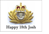 Royal Navy Badge Edible Icing Cake Topper or Ribbon