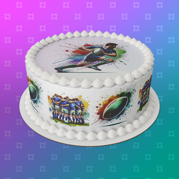 Rugby 06 Edible Icing Cake Topper or Ribbon