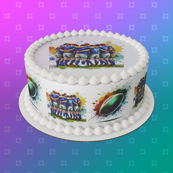 Rugby 07 Edible Icing Cake Topper or Ribbon