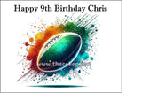 Rugby 01 Edible Icing Cake Topper or Ribbon