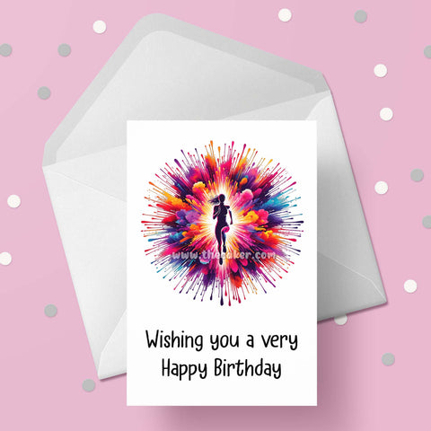 Running Woman Birthday Card