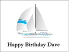 Sail Boat Sailing Edible Icing Cake Topper or Ribbon