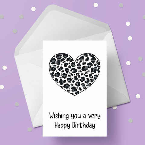 Snow Leopard Print Birthday Card