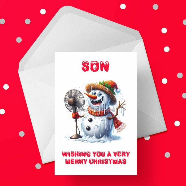 Christmas Card for Son - Funny snowman
