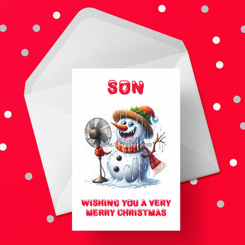 Christmas Card for Son - Funny snowman