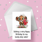 Birthday Card for Step Sister 02 with lion cub