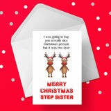Christmas card for Step Sister - Funny 2 Deer